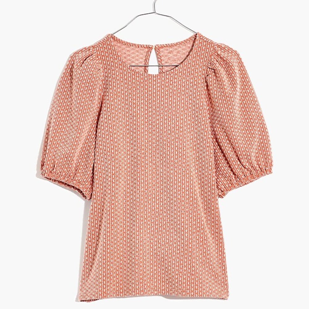 Madewell Floral Jacquard Puff-Sleeve Top